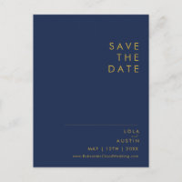 Modern minimalistisch marineblauw | Gold Save the