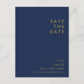 Modern minimalistisch marineblauw | Gold Save the  Uitnodiging Briefkaart (Voorkant)
