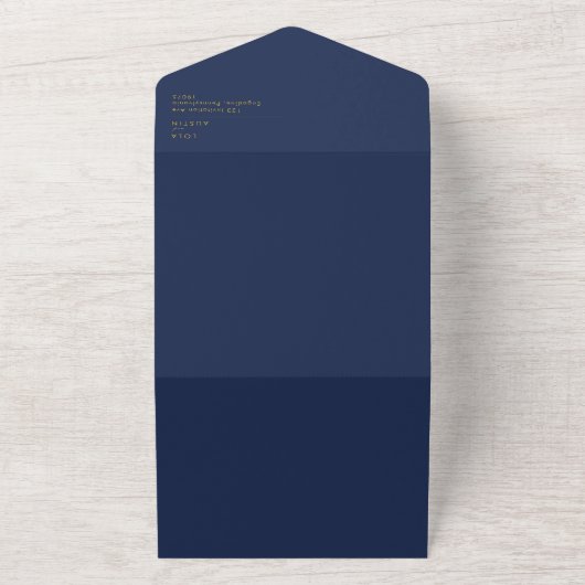 Modern minimalistisch marineblauw | Gold Seal and All In One Uitnodiging (Buitenkant)
