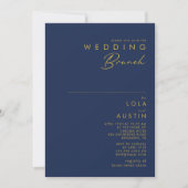 Modern minimalistisch marineblauw | Gold Wedding B Kaart (Voorkant)