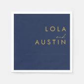 Modern minimalistisch marineblauw | Gold Wedding N Servet (Voorkant)