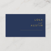 Modern minimalistisch marineblauw | Goud platte br Plaatskaartje (Achterkant)