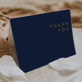Modern minimalistisch marineblauw | Goud voltrokke Bedankkaart