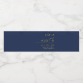 Modern minimalistisch marineblauw | Goud Waterfles Etiket (Enkel label)