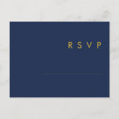 Modern minimalistisch marineblauw | RSVP met goudw Briefkaart (Voorkant)