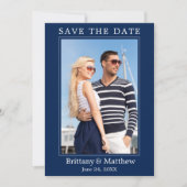 Modern minimalistisch marineblauw save the date (Voorkant)