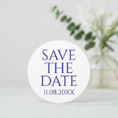 Modern minimalistisch marineblauw Save the Date Ro Kaart (Staand voorkant)