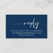 Modern minimalistisch, marineblauw script, online  informatiekaartje (Voorkant)