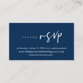 Modern minimalistisch, marineblauw script, online  informatiekaartje (Voorkant)