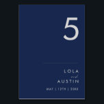 Modern minimalistisch marineblauw | Silver Table N Kaart<br><div class="desc">Deze moderne, minimalistische marineblauw | Het zilveren tabelnummer is perfect voor je lelijke boho bruiloft. Het eenvoudige, unieke abstracte ontwerp dat vergezeld gaat van een hedendaags, minimaal script en een donkerblauw kleurenpalet geeft dit product een gevoel van elegante formele luxe terwijl het simplistische, chic bohemian blijft. Houd het zoals is,...</div>