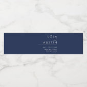 Modern minimalistisch marineblauw | Zilver Waterfles Etiket (Enkel label)