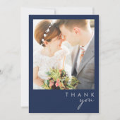 Modern minimalistisch marineblauw | Zilveren platt Bedankkaart (Voorkant)