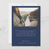 Modern minimalistisch marineblauw | Zilveren platt Bedankkaart (Achterkant)