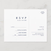 Modern minimalistisch marineblauw | Zilverweddensc Briefkaart (Achterkant)