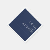 Modern minimalistisch marineblauw | Zilverweddensc Servet (Hoek)