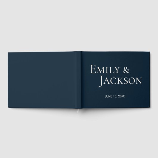 Modern minimalistisch marinebruin huwelijk gastenboek (Volledig)