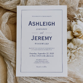 Modern minimalistisch marinebruin huwelijk kaart