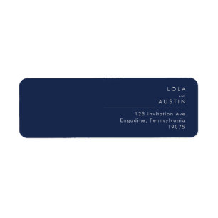 Modern minimalistisch marinemaand blauw Silver Ret Etiket