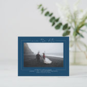 Modern minimalistisch marinesblauw sparen de Datum Save The Date (Staand voorkant)