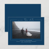 Modern minimalistisch marinesblauw sparen de Datum Save The Date (Voorkant / Achterkant)