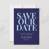 Modern minimalistisch marineverbod save the date (Voorkant)