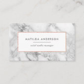 Modern minimalistisch marmer en roos goud geometri visitekaartje (Voorkant)