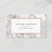 Modern minimalistisch marmer en roos goud geometri visitekaartje (Voorkant)