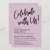 Modern Minimalistisch Mauve Roze Vier het met Ons! Kaart (Voorkant / Achterkant)