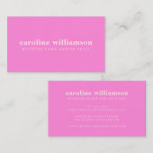 Modern minimalistisch meisje roze professioneel visitekaartje (Voorkant / Achterkant)