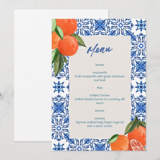 Modern minimalistisch menu (Voorkant / Achterkant)