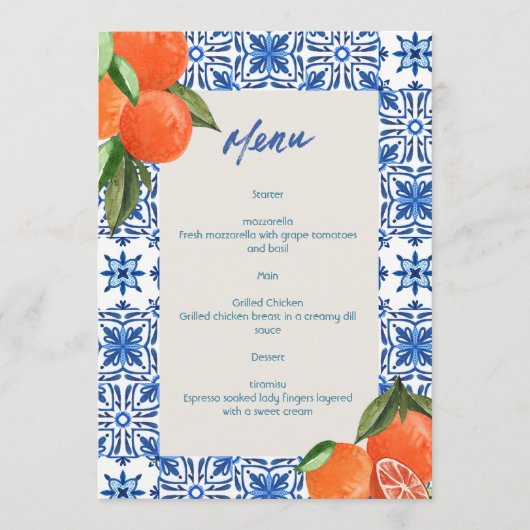 Modern minimalistisch menu (Voorkant)