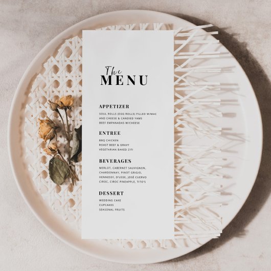 Modern minimalistisch menu
