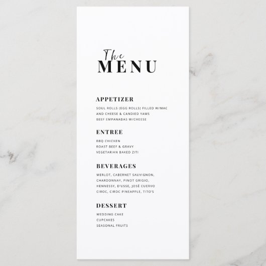 Modern minimalistisch menu (Voorkant)