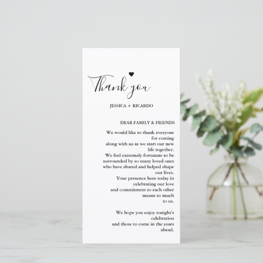 Modern minimalistisch menu + bedankje (Staand voorkant)