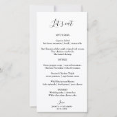 Modern minimalistisch menu + bedankje (Achterkant)