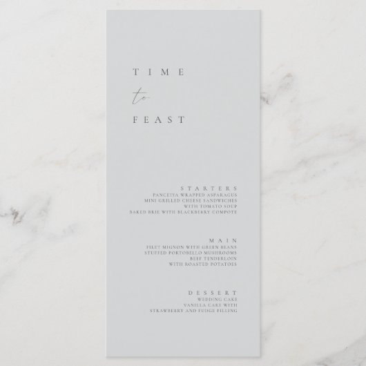 Modern minimalistisch menu Stusty Blue Wedding Fla (Voorkant)