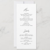 Modern minimalistisch menu voor zwart-witbruiloft kaart (Voorkant)