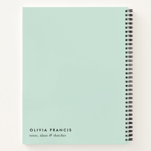 Modern minimalistisch mint Green Pastel Notitieboek (Achterkant)