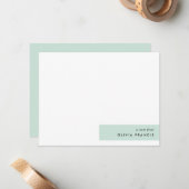 Modern minimalistisch mint Green Pastel Notitiekaartje (Voorkant / Achterkant in situ)