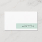 Modern minimalistisch mint Green Pastel Visitekaartje (Voorkant)