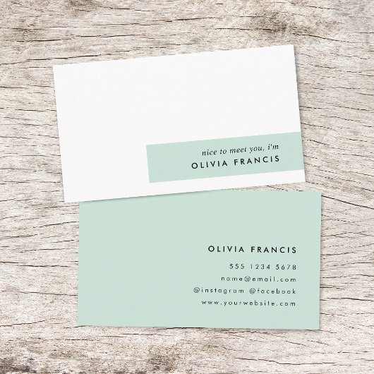 Modern minimalistisch mint Green Pastel Visitekaartje