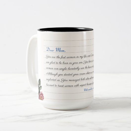 Modern minimalistisch monogram Aangepast fotocolla Tweekleurige Koffiemok (Voorkant links)