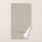 Modern Minimalistisch Monogram Beige Script Naam Bad Handdoek (Handdoek)