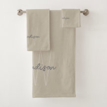 Modern minimalistisch monogram beige scriptnaam