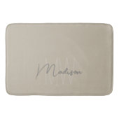 Modern minimalistisch monogram beige scriptnaam badmat (Voorkant)