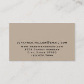 Modern minimalistisch monogram beige visitekaartje (Achterkant)