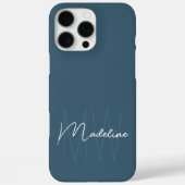 Modern minimalistisch monogram blauw Case-Mate iPhone case (Achterkant)