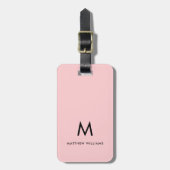 Modern Minimalistisch Monogram Blush Roze Geperson Bagagelabel (Voorkant verticaal)