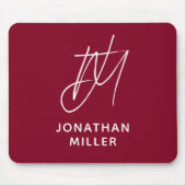 Modern minimalistisch monogram Bourgundy Muismat (Voorkant)