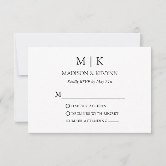 Modern Minimalistisch Monogram Bruiloft QR Code RSVP Kaartje (Voorkant)